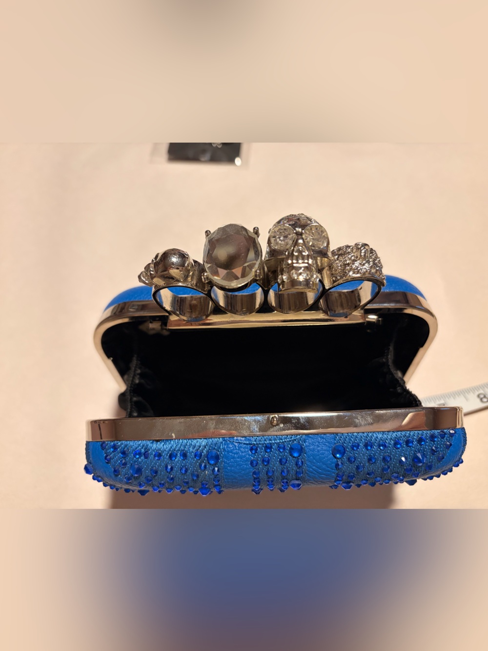 Bold Blue Jeweled Knuckle Clutch - Picture 7 of 9